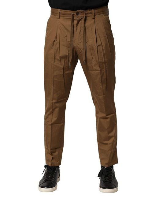 Dolce & Gabbana Brown Relaxed Fit Casual Cotton Trousers for men