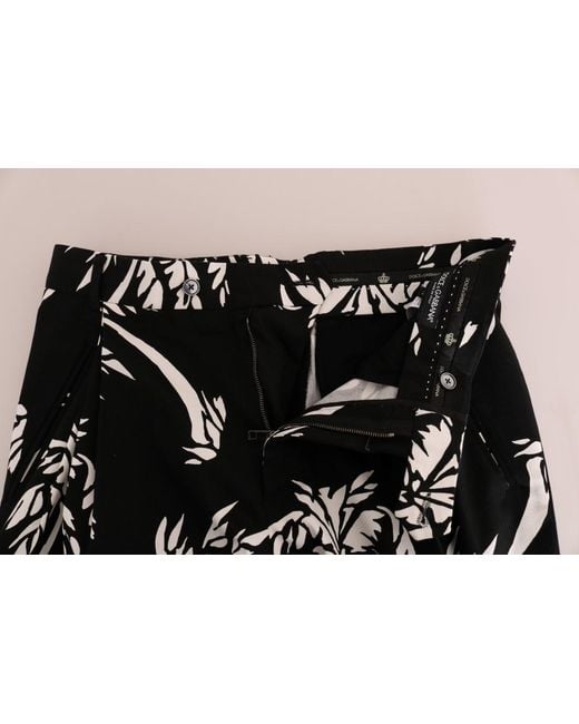 Dolce & Gabbana Black Tree Cotton Stretch Pants for men