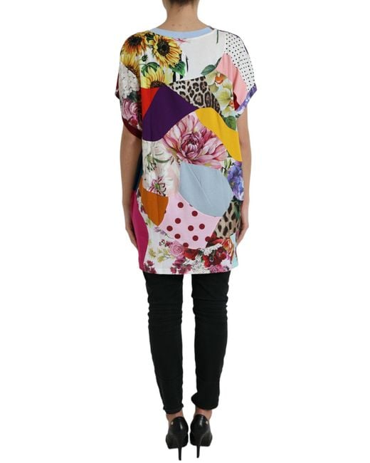 Dolce & Gabbana Multicolor Patchwork Cotton Silk Blouse Top