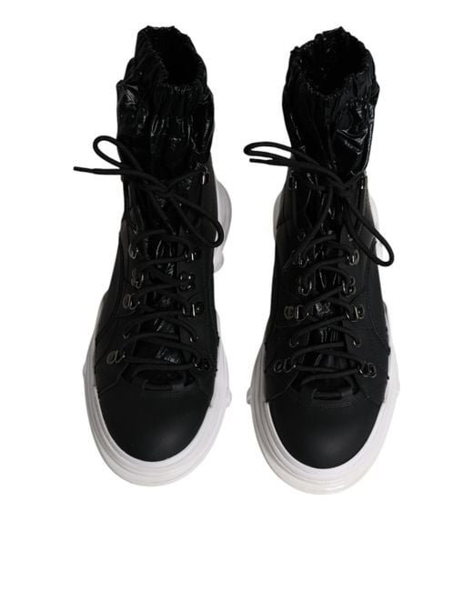 Dolce & Gabbana Black Nylon Galileo High Top Sneakers Shoes for men