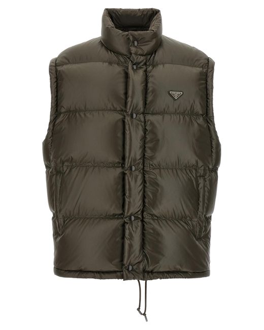 Prada Green Recycled Polyamide Full-Length Jacket for men