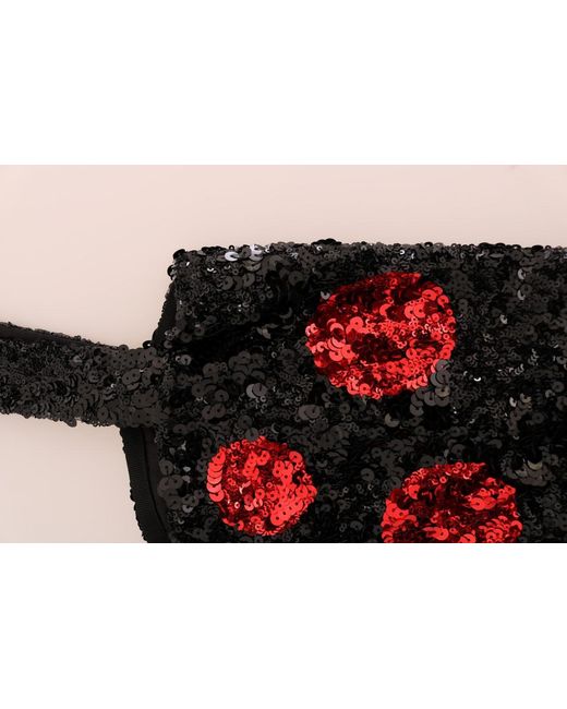 Dolce & Gabbana Black Polka Sequined Shift Dress