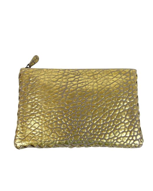 Bottega Veneta Pouch Leather Clutch Bag With Woven Trim 256400 1516 in  Metallic | Lyst