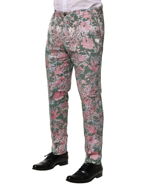Dolce & Gabbana Gray Floral Jacquard Pants for men
