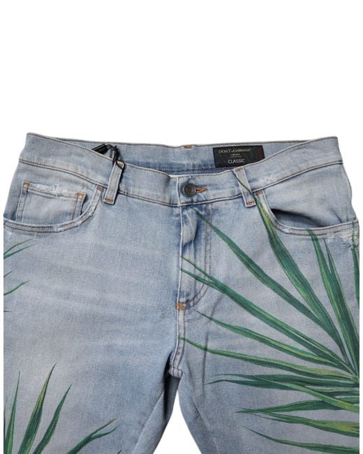 Dolce & Gabbana Gray Light Leaf Cotton Classic Denim Jeans Elastane Clothing for men