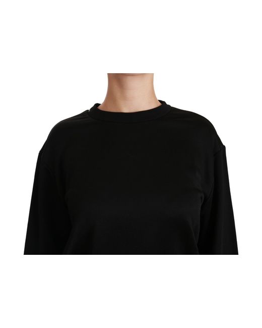 Dolce & Gabbana Black Cotton Crewneck Pullover Sweater