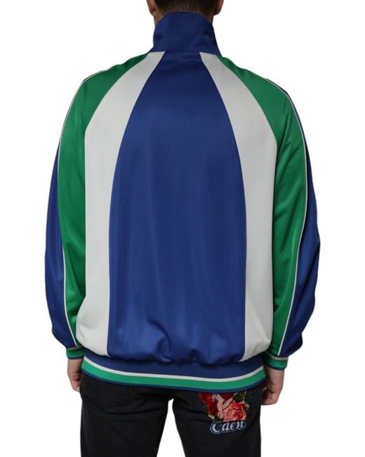 Dolce & Gabbana Blue Polyester Full Zip Bomber Jacket for men