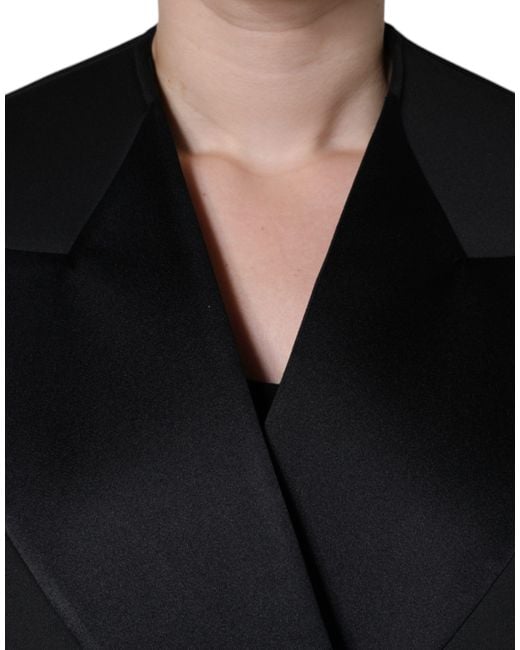 Dolce & Gabbana Black Polyester Double Breasted Coat Jacket