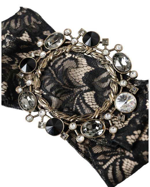 Dolce & Gabbana Black Lace Crystal Handmade Brooch Hair Pin