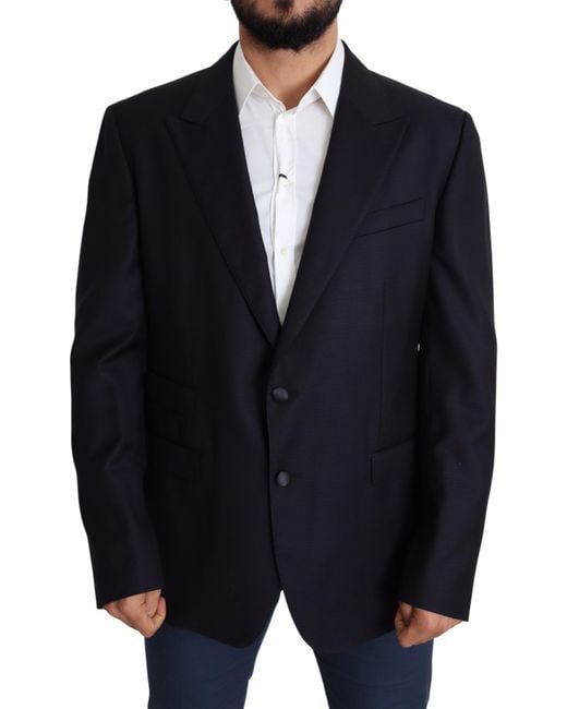 Dolce & Gabbana Blue Wool Single Breasted Napoli Blazer for men