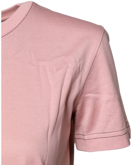 Dolce & Gabbana Pink Logo Print Cotton Crew Neck T-Shirt