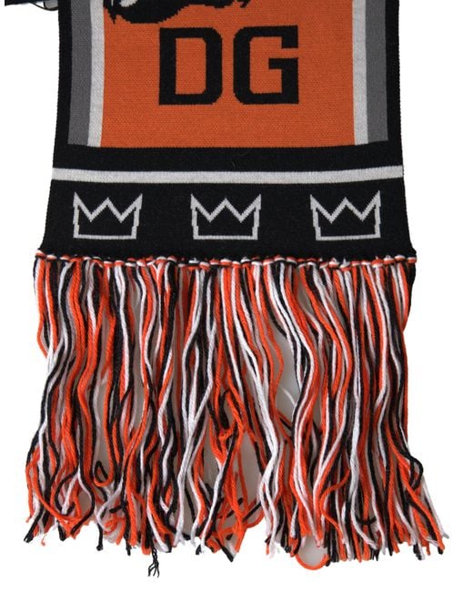 Dolce & Gabbana Multicolor Wool Dg Royals Wrap Fringe Scarf