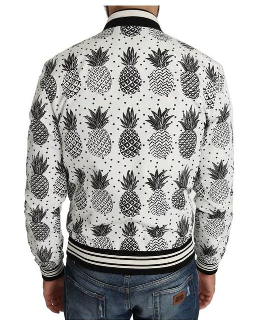Dolce & Gabbana Gray Pineapple Print Bomber Jacket Model Jkt2257 for men