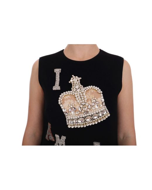 Dolce & Gabbana Black I Am A Princess Crystal Shift Dress