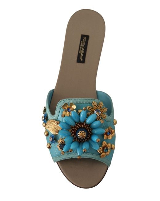 Dolce & Gabbana Black Crystal Exotic Leather Crystal Sandals