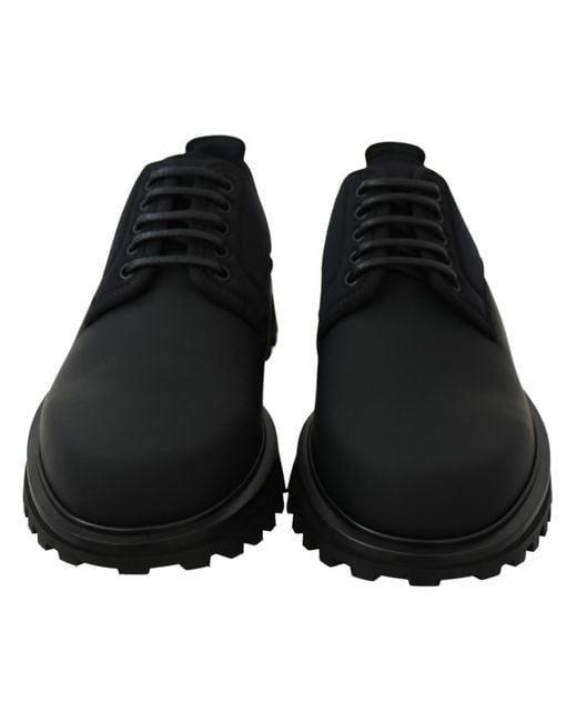 Dolce & Gabbana Black Neoprene And Calfskin Derby Shoes for men