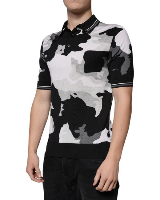 Dolce & Gabbana Black Camouflage Polo Shirt Tsh86941 for men