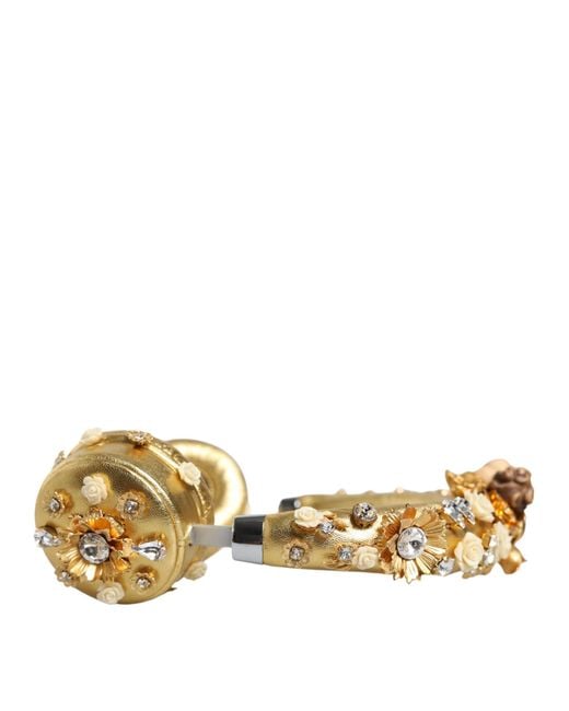Dolce & Gabbana Metallic Leather Floral Crystal Angel Headset Headphones