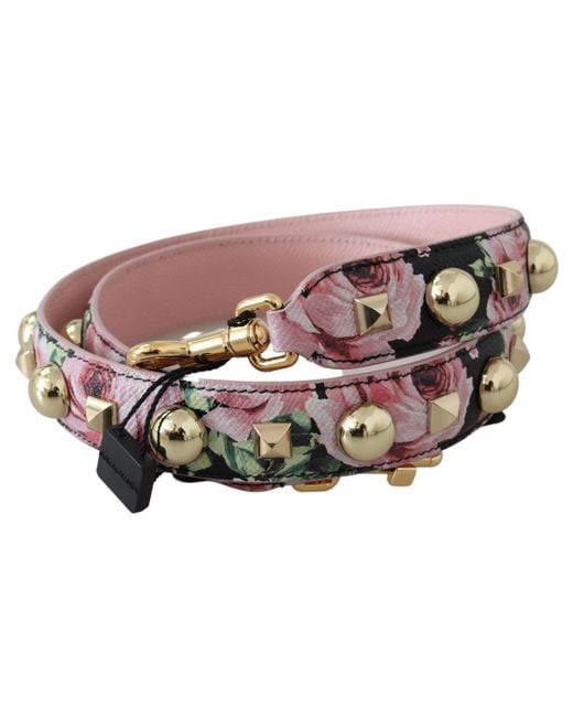 Dolce & Gabbana Black Floral Studs Bag Accessory Shoulder Strap