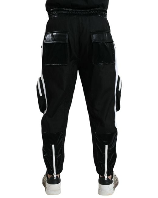 Dolce & Gabbana Black Nylon Cargo Jogger Sweatpants Pants for men