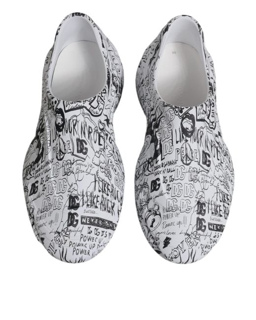 Dolce & Gabbana White Graffiti Daymaster Sneakers Shoes Calf Leather for men