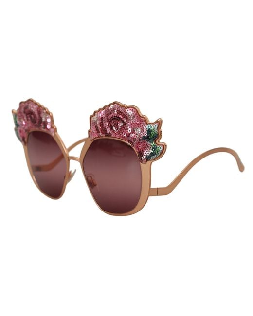 Dolce & Gabbana Pink Rose Sequin Embroidery Dg2202 Sunglasses