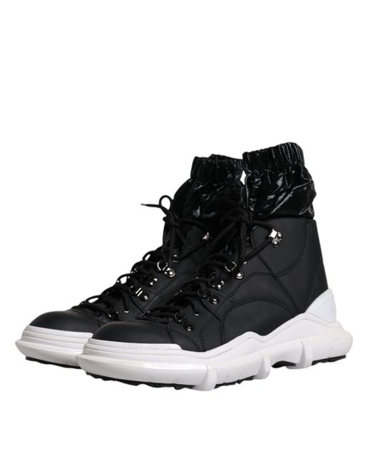 Dolce & Gabbana Black Nylon Galileo High Top Sneakers Shoes for men