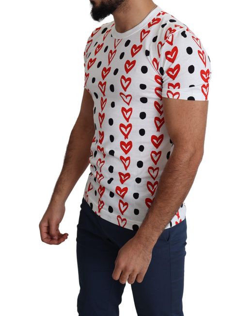 Dolce & Gabbana Red Hearts Print Cotton Top T-Shirt for men