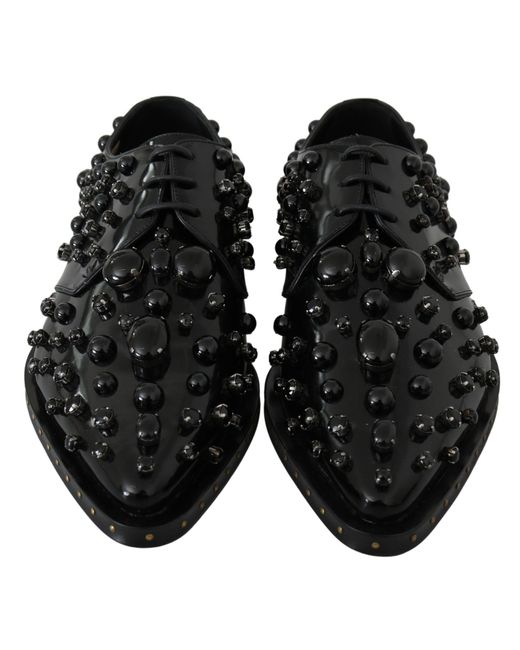 Dolce & Gabbana Black Elegant Dress Shoes With Crystals