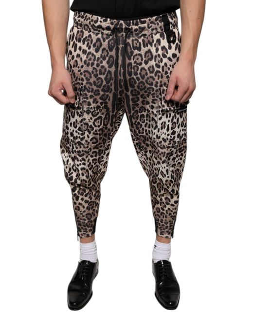 Dolce & Gabbana Black Leopard Polyester Jogger Pants for men
