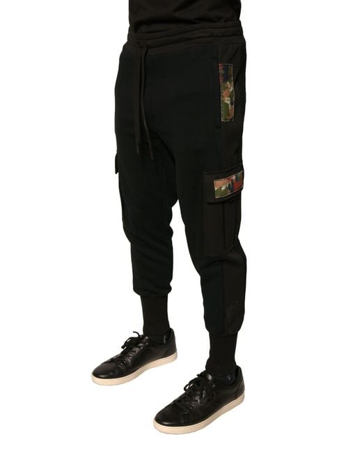 Dolce & Gabbana Black Cargo Joggers Casual Style Cotton for men