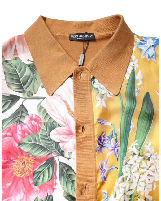 Dolce & Gabbana Floral Collared Short Sleeve T-Shirt for men