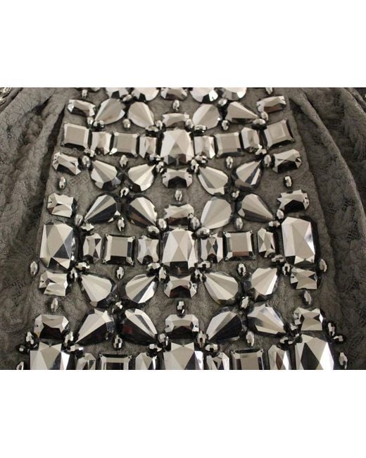 Dolce & Gabbana Black Crystal Handmade Above Knee Skirt