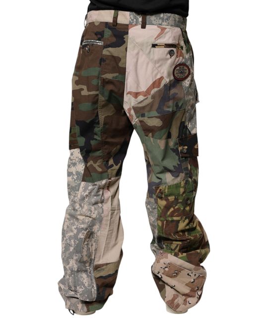 Dolce & Gabbana Multicolor Patchwork Camouflage Cargo Pants for men