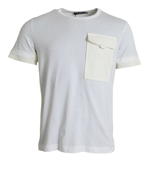 Dolce & Gabbana Gray Cotton Pocket Short Sleeves T-Shirt for men