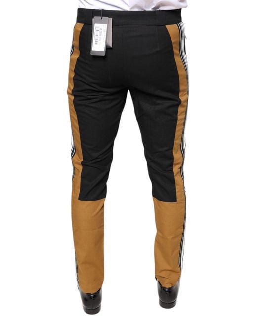 Dolce & Gabbana Black Stripe Skinny Cotton Pants for men