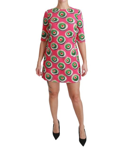 Dolce & Gabbana Red Silk Cup Cake Shift Stretch Dress