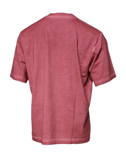 Dolce & Gabbana Pink Logo Print Cotton Crew Neck T-Shirt for men