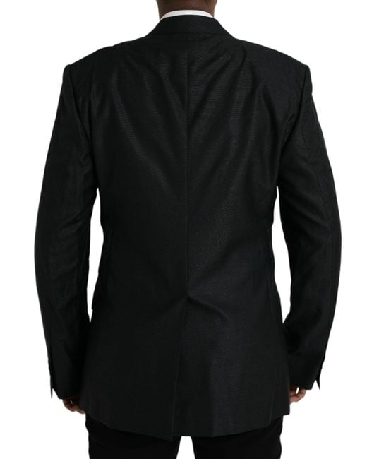 Dolce & Gabbana Black Wool Notch Singlebreasted Coat Blazer for men