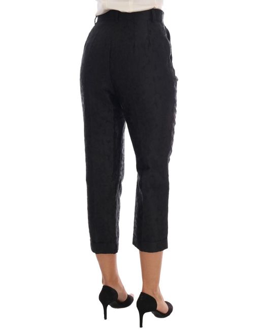 Dolce & Gabbana Black Floral Brocade Capri Pants