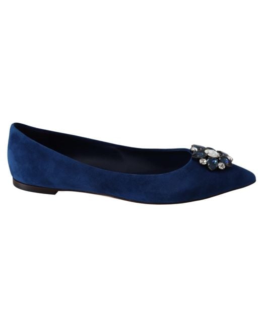 Dolce & Gabbana Bellucci Suede Crystals Flats Shoes in Blue - Save 25% |  Lyst