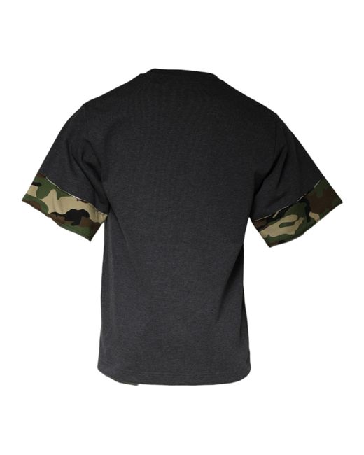 Dolce & Gabbana Black Camouflage Crew Neck T-Shirt for men