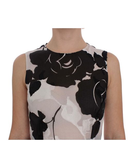 Dolce & Gabbana Black Floral Silk Sheath Gown Dress