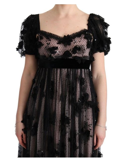 Dolce & Gabbana Black Silk Applique Shift Dress
