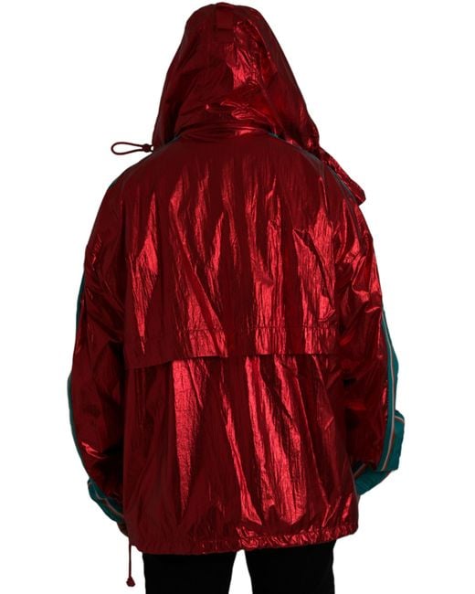 Dolce & Gabbana Red Nylon Hooded Pullover Anorak Jacket for men