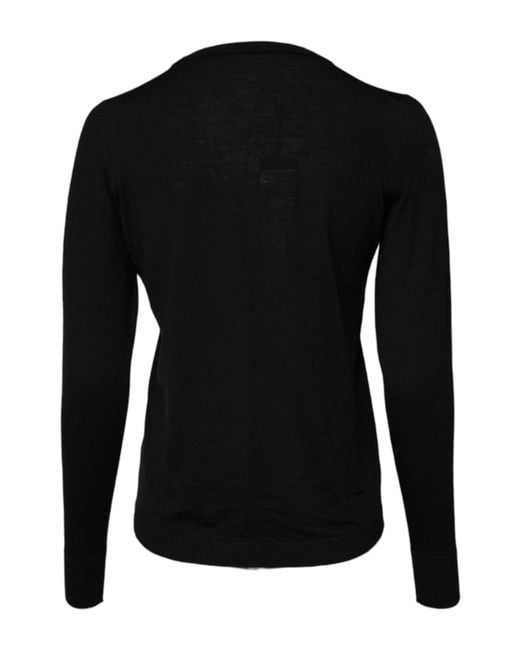 Dolce & Gabbana Black Wool Knit Crew Neck Pullover Sweater