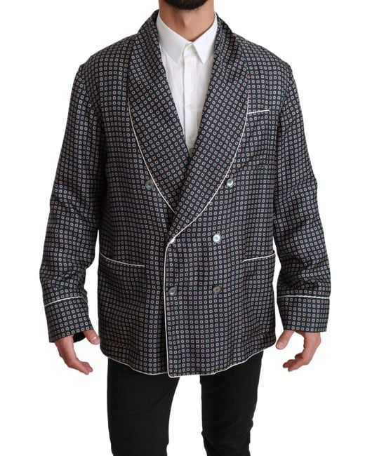 Dolce & Gabbana Black Red Silk Crystal Jacket Coat Blazer for men