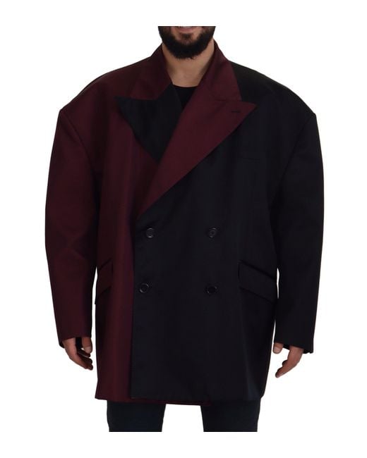 Dolce & Gabbana Blue Polyester Double Breasted Jacket for men