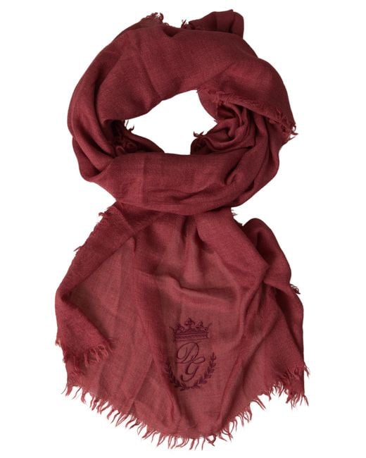 Dolce & Gabbana Red Cashmere Knit Wrap Shawl Fringe Scarf for men