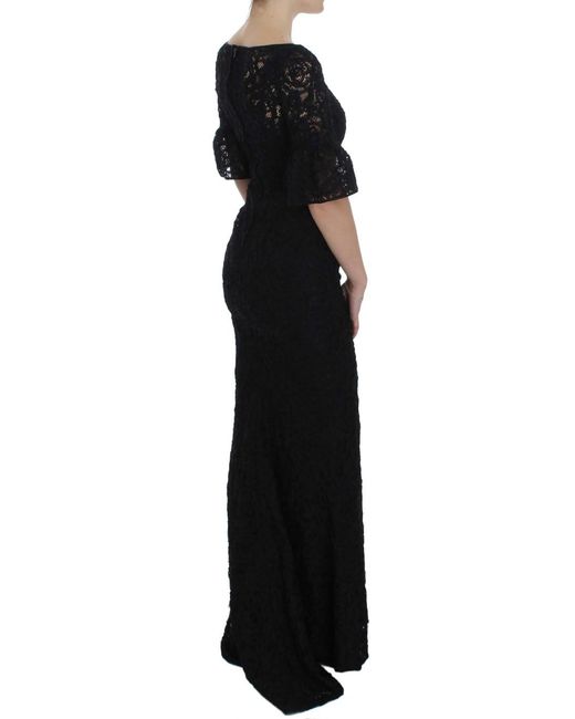 Dolce & Gabbana Black Floral Lace Long Bodycon Maxi Dress